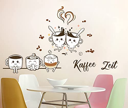 KAIRNE Kaffee Wandaufkleber,Wandtattoo Coffee Selbstklebend,DIY Wandsticker Küche,Kaffeebohnen Wandaufkleber,Braun Kaffeetasse Wandsticker Sprüche für Esszimmer Wohnzimmer Restaurant Cafés Wanddeko von KAIRNE