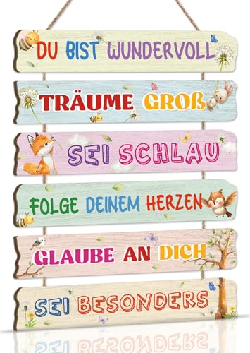 KAIRNE Motivierendem Spruch Holzschild Wald Tier Du Bist Wundervoll Inspiriertes Wandkunst Schild für Kinderzimmer Babyzimmer Dekoration für Wohnzimmer Badezimmer Geschenke für Klassenkameraden KAIRNE Motivierendem Spruch Holzschild Wald Tier Du Bist Wundervoll Inspiriertes Wandkunst Schild für Kinderzimmer Babyzimmer Dekoration für Wohnzimmer Badezimmer Geschenke für Klassenkameraden von KAIRNE