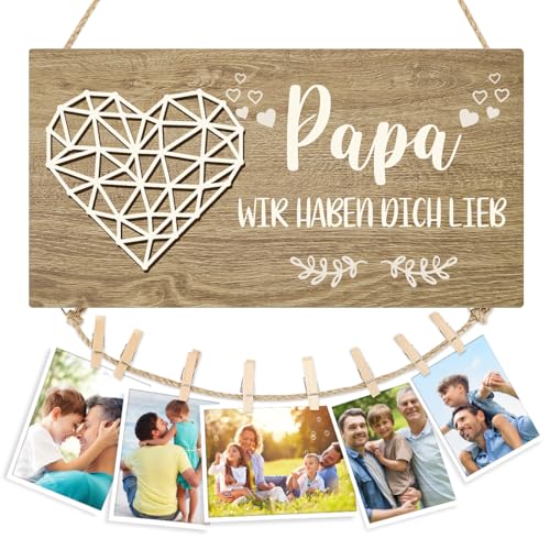 KAIRNE PAPA Holzschild mit Spruch,Vater Geschenk,Papa Geburtstagsgeschenk,Papa Wir Haben Dich Lieb Wand Deko für Schlafzimmer,Personalisierte Geschenke für Vatertag Opa von Enkelkindern Enkelkinder von KAIRNE