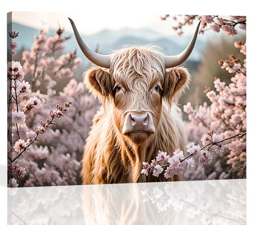 KAIRNE Schottische Kuh Blume Leinwand Blumen Kuh Wandbild Rustikale Bauernhoftiere Wanddekoration Moderne Bild Fotowand Deko auf Wand Moderne Schottische Hochlandrind Kuh Wohnzimmer Bilder 59 * 39CM KAIRNE Schottische Kuh Blume Leinwand Blumen Kuh Wandbild Rustikale Bauernhoftiere Wanddekoration Moderne Bild Fotowand Deko auf Wand Moderne Schottische Hochlandrind Kuh Wohnzimmer Bilder 59 * 39CM von KAIRNE