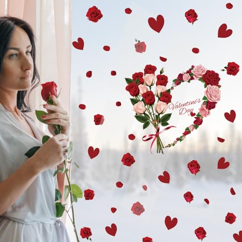 KAIRNE Valentinstag Fenster aufkleber,Roter Herz Fenster Sticker,Valentinstag Fensterbild,Rose Fensterdeko,Valentinstag Fensterbilder,Fensteraufkleber in Herzform,LOVE Sticker für Hochzeit Party Deko KAIRNE Valentinstag Fenster aufkleber,Roter Herz Fenster Sticker,Valentinstag Fensterbild,Rose Fensterdeko,Valentinstag Fensterbilder,Fensteraufkleber in Herzform,LOVE Sticker für Hochzeit Party Deko von KAIRNE