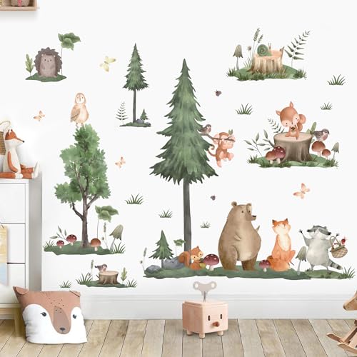 KAIRNE Waldtiere Baum Wandaufkleber Fuchs Bär Wandsticker Große Kiefer Wandaufkleber für Kinderzimmer Babyzimmer Wohnzimmer Wanddeko Jungen Wanddeko B100xH30cm wandtatto für Jungenzimmer KAIRNE Waldtiere Baum Wandaufkleber Fuchs Bär Wandsticker Große Kiefer Wandaufkleber für Kinderzimmer Babyzimmer Wohnzimmer Wanddeko Jungen Wanddeko B100xH30cm wandtatto für Jungenzimmer von KAIRNE