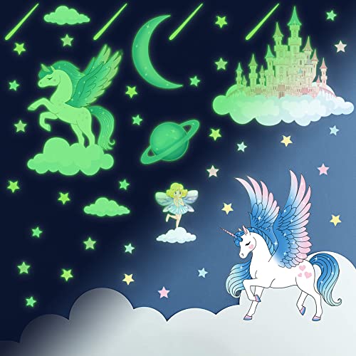 KAIRNE Wandtattoo Kinderzimmer Mädchen,Einhorn Leuchtender Wandaufkleber,Schlos Leuchtsticker Wandsticker für Mädchen Schlafzimmer,Selbstklebend Sterne Fluoreszierend Sticker Babyzimmer Deko Geschenke KAIRNE Wandtattoo Kinderzimmer Mädchen,Einhorn Leuchtender Wandaufkleber,Schlos Leuchtsticker Wandsticker für Mädchen Schlafzimmer,Selbstklebend Sterne Fluoreszierend Sticker Babyzimmer Deko Geschenke von KAIRNE