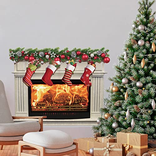 KAIRNE Weihnachts Decoration,Weihnachts Fenster Aufkleber,PVC Weihnachts Fensterdeko,3D Kamin Brennendem Wandtattoo,Sahara Weihnachten Wandbild für Wohnzimmer Schlafzimmer Schaufenster Deko Geschenk KAIRNE Weihnachts Decoration,Weihnachts Fenster Aufkleber,PVC Weihnachts Fensterdeko,3D Kamin Brennendem Wandtattoo,Sahara Weihnachten Wandbild für Wohnzimmer Schlafzimmer Schaufenster Deko Geschenk von KAIRNE