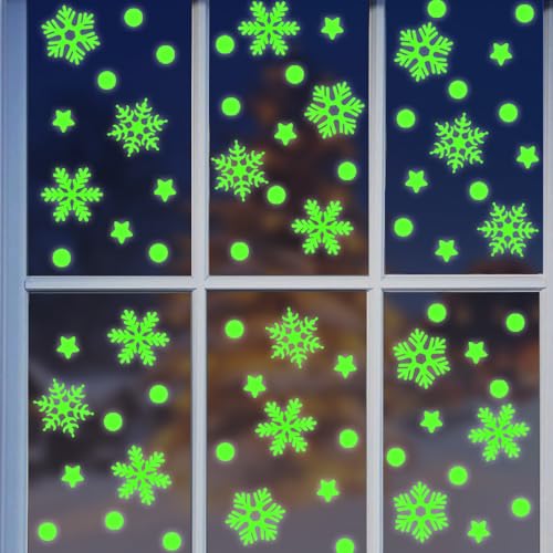 KAIRNE Weihnachts Fensterdeko,Schneeflocke Fensteraufkleber,Fensterdeko Winter,Schneeflocke Leuchtende Aufkleber,Abnehmbar Schneeflocken Leuchtsticker für Vitrinen Glas Zuhause Kinderzimmer Geschenk KAIRNE Weihnachts Fensterdeko,Schneeflocke Fensteraufkleber,Fensterdeko Winter,Schneeflocke Leuchtende Aufkleber,Abnehmbar Schneeflocken Leuchtsticker für Vitrinen Glas Zuhause Kinderzimmer Geschenk von KAIRNE