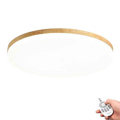 KAIRRY Deckenlampe Ultra-dünne Deckenleuchte Modern Einfachheit Runder LED Stärke 5 Cm Holz Deckenleuchte Einfache Japanische Art Tatami Raumleuchte (Color : Stepless dimming, Größe : 63CM) von KAIRRY