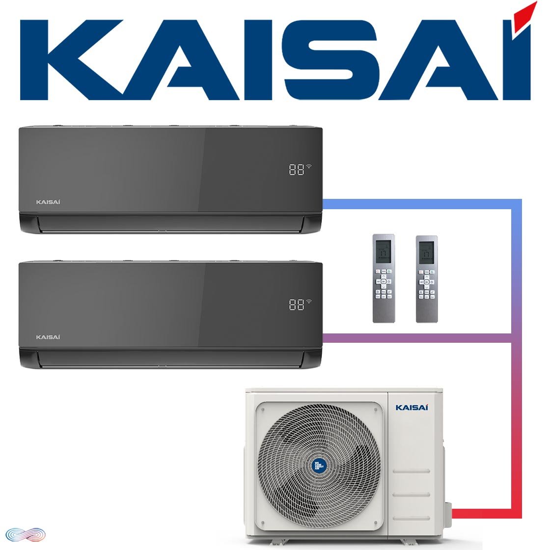 Kaisai ICE Set 2× 3,5 kW Wandgerät + 5,3 kW Außengerät | Black"" von KAISAI