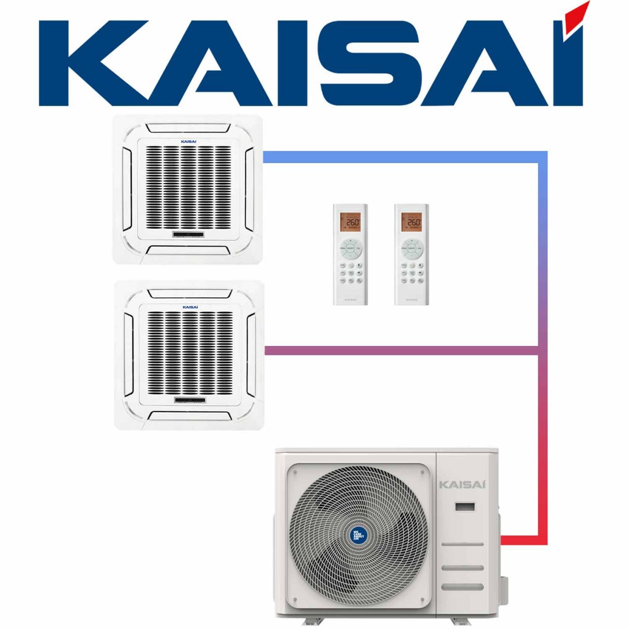 SET KAISAI KOMPAKT 10,6 kW mit 2 Deckenkassetten"" von KAISAI