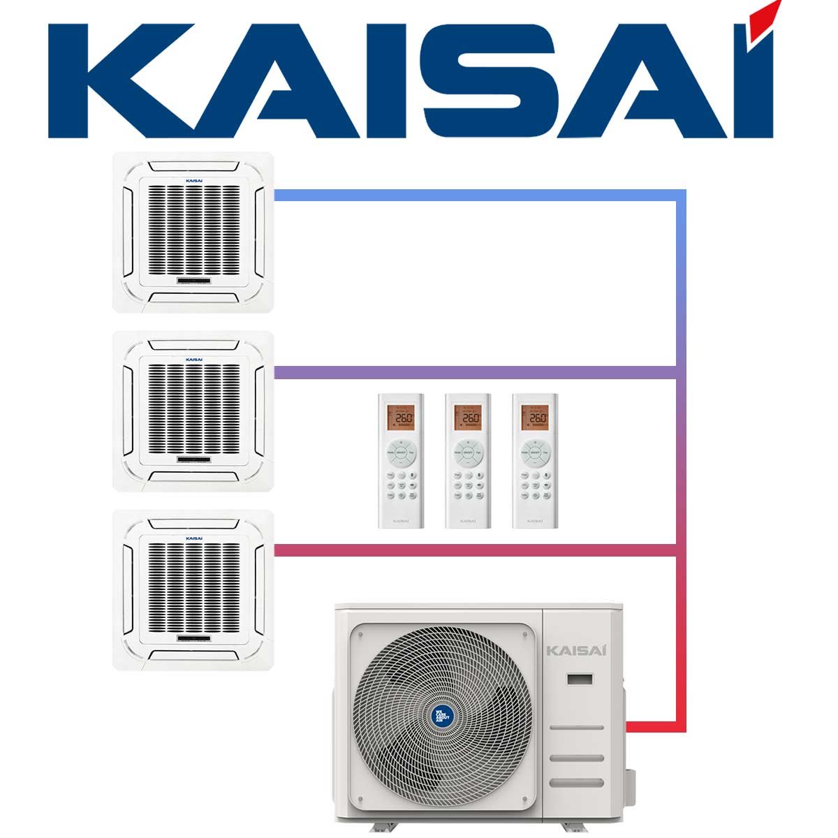 SET KAISAI KOMPAKT 10,6 kW mit 3 Deckenkassetten"" von KAISAI