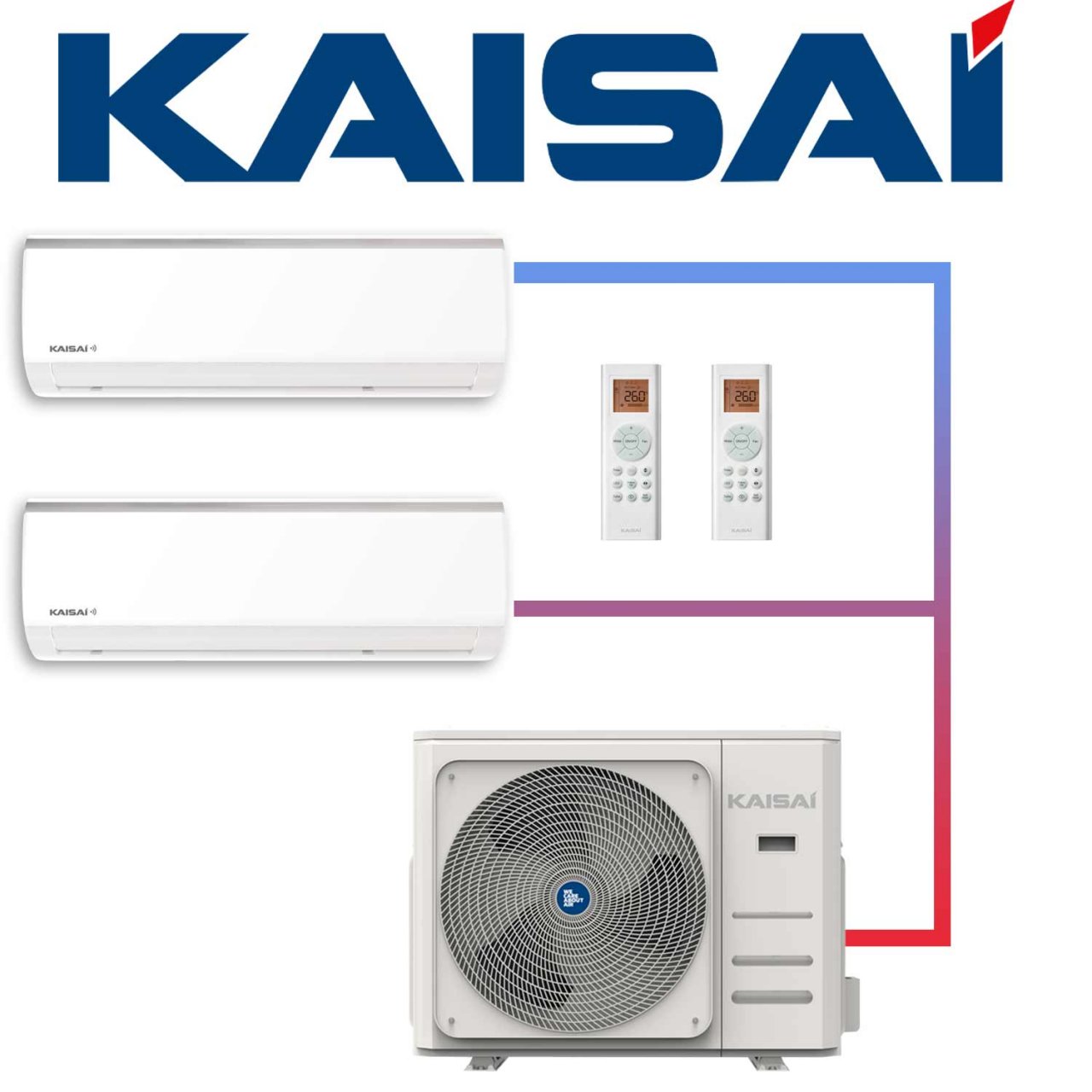 SET KAISAI Multisplit-Außengerät 5,3 kW mit 2 FLY Wandgeräten 2,6 kW"" von KAISAI