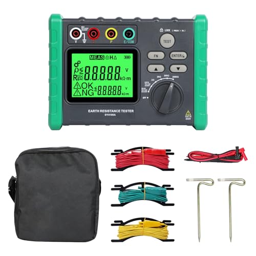 DY4100A Erdungsmessgerät Erdungswiderstandsprüfer, Digitaler Erdungswiderstand 0~2000Ω Ohm Real Megohmmeter, Automatische Messung 0~600V Erdungswiderstandsmessgerät 1500V Solarspannungsmessung von KAISAL