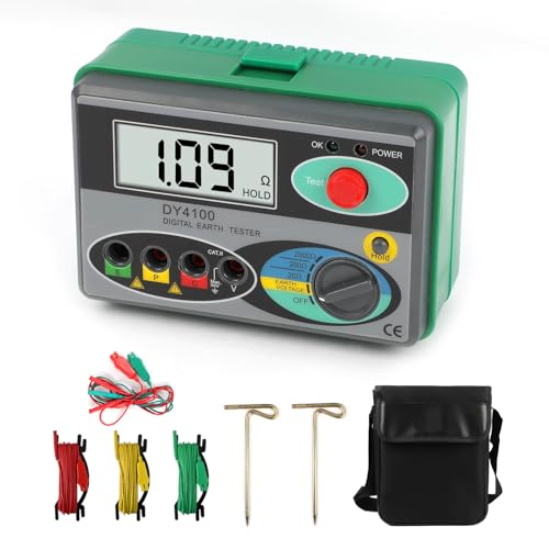 Digitaler Erdungswiderstandsprüfer 0~2000Ω Erdwiderstandstester, Datenspeicher, Erinnerung an schwache Batterie Ohm Real Megohmmeter Earth Resistance Meter von KAISAL