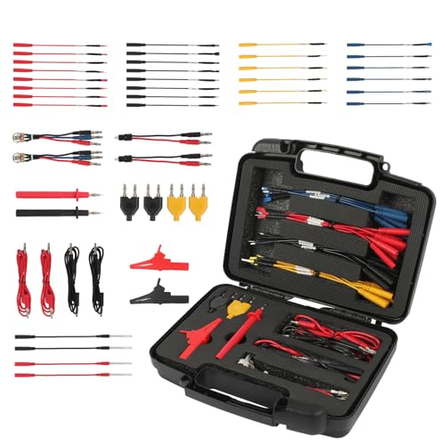 KAISAL 48-Teilige Messleitungen Prüfkabel Prüfspitzen Kit Messspitzen für Multimeter Test Kabel Set KFZ Schaltkreis-Testleiter-Kit Elektrisch Multifunktions-Auto-Diagnose-Werkzeuge mit Tragetasche von KAISAL