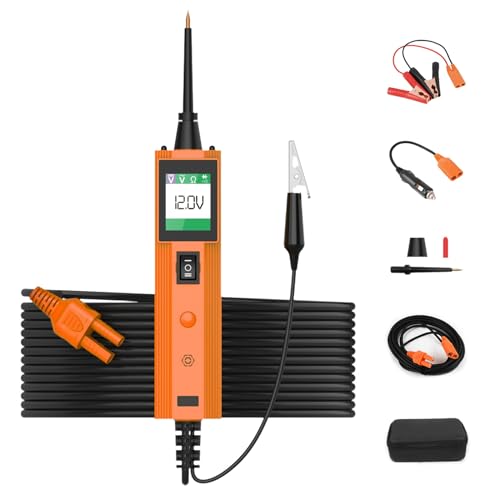 KAISAL Power Circuit Probe Tester Kit, kfz Prüflampe 12V 24V Auto Elektrisches Diagnosewerkzeug Digital AC DC Widerstand Spannungsprüfer, Kurz-Finder, Durchgangsprüfer, Stromprüfer mit 12M Kabel von KAISAL