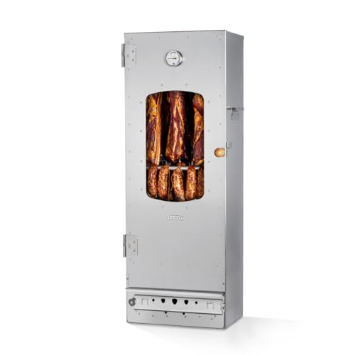 KAISER COMPANY '100' Hochwertiger Räucherofen/Räucherschrank aus Edelstahl - Holzbefeuerung I Tragbarer Smoker 110 cm I Perfekt zum Räuchern I Passen bis zu 15kg Fleisch I mit Zubehör I NICHTROSTEND von KAISER