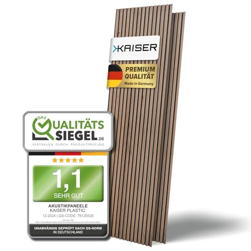 KAISER PLASTIC® Akustikpaneele | Farbe: Walnuss | Wandpaneele in verschiedenen Formaten | Lamellenwand aus Holzfunier und Filz | Moderne Wandverkleidung (240 x 60 cm - 1 STK.) von KAISER PLASTIC