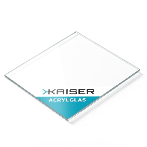 KAISER plastic® Acrylglas Platte 750x1000mm, Kunststoffplatte 3mm stark, glasklar und transparent, UV beständig sowie wetterfest, bruchfeste Kunststoff Scheibe aus Acryl für Haus, Garten und Hobby von KAISER PLASTIC