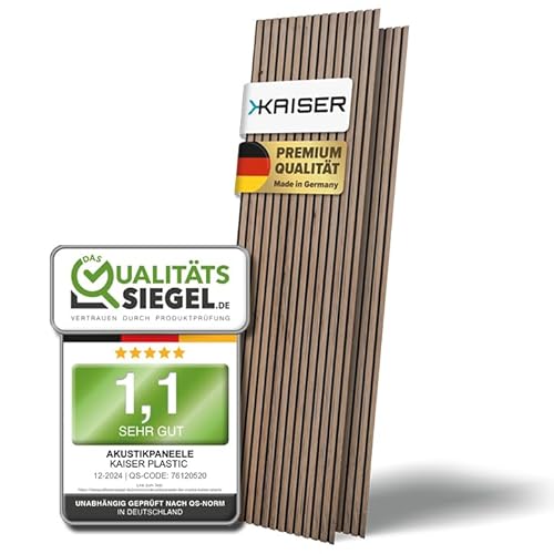 KAISER plastic® Akustikpaneele Holz | Farbe: Walnuss | Holzpaneele Wand in verschiedenen Formaten | Wandpaneele aus Holzfunier und Filz | moderne Holzoptik (120 x 40 cm) von KAISER PLASTIC