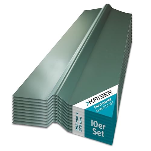 KAISER plastic® Firsthaube Grün | Wellplatten Dach Abdeckung, Welldach Kunststoff | Dachplatten wetterfest | Überdachung | Trapez und Sinus 76/18 – 37 x 98,5 cm | 10 Stk. von KAISER PLASTIC