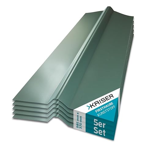 KAISER plastic® Firsthaube Grün | Wellplatten Dach Abdeckung, Welldach Kunststoff | Dachplatten wetterfest | Überdachung | Trapez und Sinus 76/18 – 37 x 98,5 cm | 5 Stk. von KAISER PLASTIC