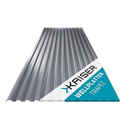 KAISER plastic® Wellplatte Grau | Wellplatten Dach, Welldach Kunststoff | Dachplatten wetterfest | Überdachung | Trapez 76/18 – 90 x 117 cm | 1 Stk. von KAISER PLASTIC