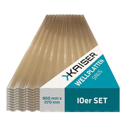 KAISER plastic® Wellplatten Bronze | Wellplatten Dach, Welldach Kunststoff | Dachplatten wetterfest | Überdachung | Sinus 76/18 – 90 x 117 cm | 10 Stk. von KAISER PLASTIC