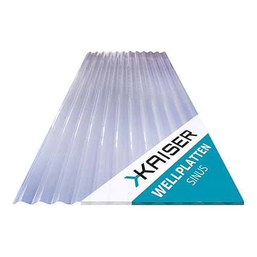 KAISER plastic® Wellplatten Klar | Wellplatten Dach, Welldach Kunststoff | Dachplatten wetterfest | Überdachung | Sinus 76/18 – 90 x 117 cm | 1 Stk. von KAISER PLASTIC
