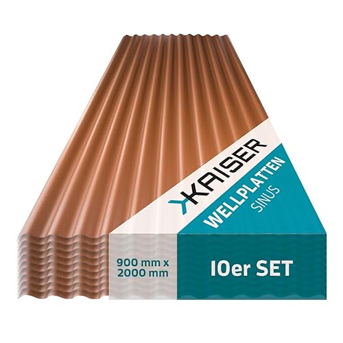 KAISER plastic® Wellplatten kupfer | Wellplatten Dach, Welldach Kunststoff | Dachplatten wetterfest | Überdachung | Sinus 76/18 – 90 x 200 cm | 10 Stk. von KAISER PLASTIC