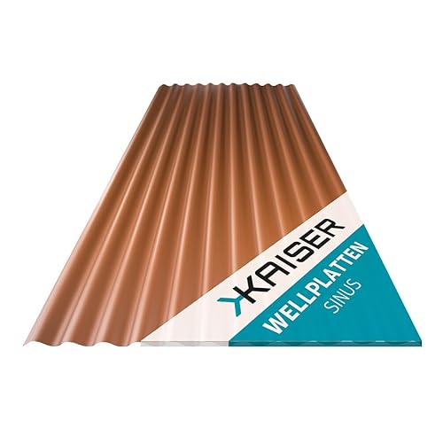 KAISER plastic® Wellplatten kupfer | Wellplatten Dach, Welldach Kunststoff | Dachplatten wetterfest | Überdachung | Sinus 76/18 – 90 x 83 cm | 1 Stk. von KAISER PLASTIC