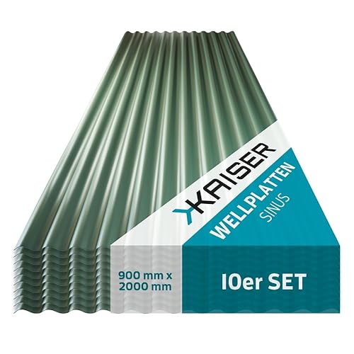 KAISER plastic® Wellplatten grün | Wellplatten Dach, Welldach Kunststoff | Dachplatten wetterfest | Überdachung | Sinus 76/18 – 90 x 200 cm | 10 Stk. von KAISER PLASTIC