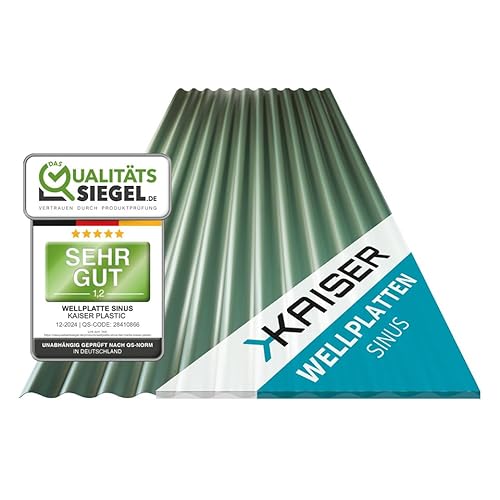 KAISER plastic® Wellplatten grün | Wellplatten Dach, Welldach Kunststoff | Dachplatten wetterfest | Überdachung | Sinus 76/18 – 90 x 83 cm | 1 Stk. von KAISER PLASTIC