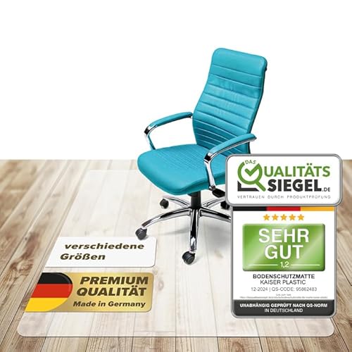 Kaiser Bodenschutzmatte Bürostuhl Unterlage versch. Größen - Unterlage Schreibtischstuhl transparent - Schutzmatte Bürostuhl rutschfest (PET für Hartboden, 120 x 180 cm) von KAISER PLASTIC
