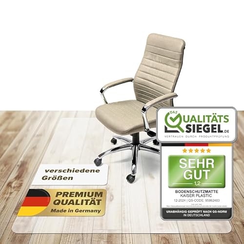 KAISER plastic® Bodenschutzmatte | Bürostuhl Unterlage | Unterlage Schreibtischstuhl | Schutzmatte Bürostuhl | für Hartboden | 88 x 110 cm von KAISER PLASTIC