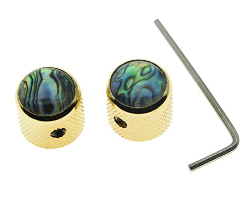 KAISH 2 Stück goldene Abalone Gitarrenknöpfe mit Einstellschraube für Telecaster von KAISH