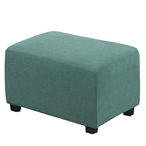 KAISUN Bezug Für Fußhocker Sitzhocker Elastisch Husse Für Sofa Fußbank Jacquard Überzug Für Rechteckiger Hocker Fußschemel Fußstütze Schonbezug (Grün,S) von KAISUN