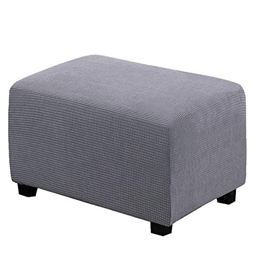 KAISUN Bezug Für Fußhocker Sitzhocker Elastisch Husse Für Sofa Fußbank Jacquard Überzug Für Rechteckiger Hocker Fußschemel Fußstütze Schonbezug (Hellgrau,L) von KAISUN