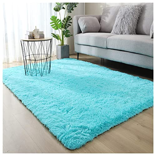 KAISUN Hochflor Teppiche Wohnzimmer, Waschbar Flauschiger Schlafzimmer Bodenmatte Anti Rutsch Verdickung Soft Area Rug, Hypoallergene (Color : Blue, Size : 50 x 160 cm) von KAISUN