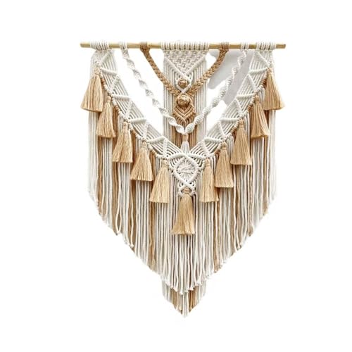Makramee Wandbehang Tapisserie, Boho Deko Gewebte Wanddeko für Boho-Heimdekoration Wohnung Kinderzimmer Party Dekorationen (Color : Khaki) von KAISUN