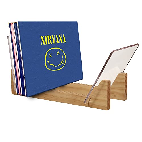 KAIU Schallplatten Aufbewahrung | Kiefernholz mit robustem transparentem Acrylhalter | Premium Design Geeignet für 12" LPs oder 7" Singles Display Unit | LP Aufbewahrungskoffer von 50 Records | Hell von KAIU