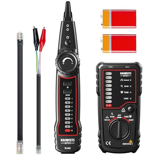 KAIWEETS netzwerktester – RJ45 RJ11 netzwerkkabel tester Telefonkabeltester,netzwerk kabeltester LAN-Kabeltester, geeignet für Kabelverfolgung, Telefonleitungstests und Durchgangsprüfungen von KAIWEETS
