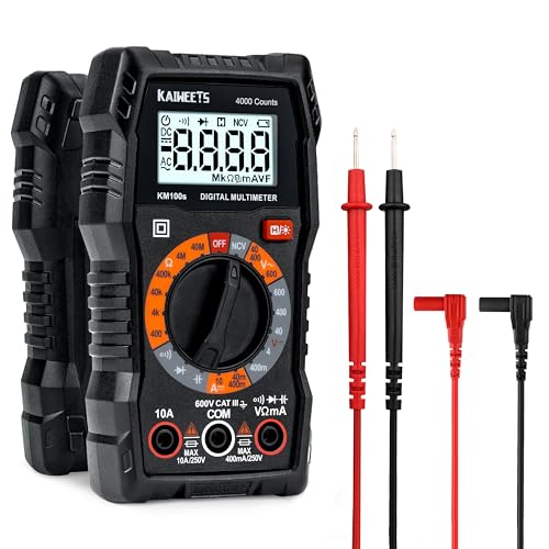 Multimeter mit 4000 Zählungen, KAIWEETS KM100s Digital Multimeter für AC/DC Spannung, DC Strom, Durchgang, Widerstand, Diode (mit Messleitungen) von KAIWEETS