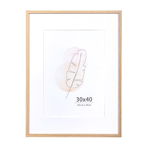 KAIWIN Bilderrahmen für Wand und Schreibtisch, Eiche, 30 x 40 cm, 1 Stück MDF mit Acrylglas zum aufhängen Benutzt für Wohnzimmer, Schlafzimmer, Arbeitszimmer, für Fotos, Kunstwerke und Poster von KAIWIN