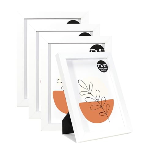 KAIWIN Bilderrahmen 13x18cm Weiß 4er Set | Holz Fotorahmen 5x7 Zoll Holzrahmen | Fotorahmen mit Acrylglas, Rahmen für Tisch- und Wandmontage von KAIWIN