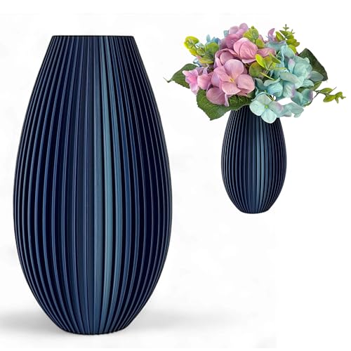 Unzerbrechliche Marineblau Vase 20 cm – Modernes Design mit Riffelung – Für Trocken- & Frischblumen – Boho Deko für Zuhause Unzerbrechliche Marineblau Vase 20 cm – Modernes Design mit Riffelung – Für Trocken- & Frischblumen – Boho Deko für Zuhause von KAJAWIS