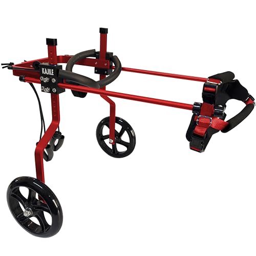 KAJILE Verstellbarer 2-Rad-Hunderollstuhl, L-1 Größe für behinderte Hund Hinterbeine Rehabilitation, geeignete Höhe 37-47cm, Breite 19-25cm, Länge 27-35cm von KAJILE