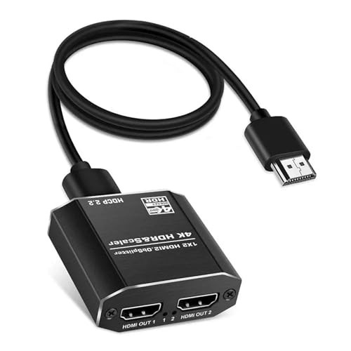 1 Duplikat auf 2 HDMI-Displays 4K@60 HDMI-Splitter 1 In 2 Aus mit skalarem Hochgeschwindigkeits-HDMI-Kabel Unterstützung HDCP 2.2 Schnelle und stabile Übertragung von KAKAK