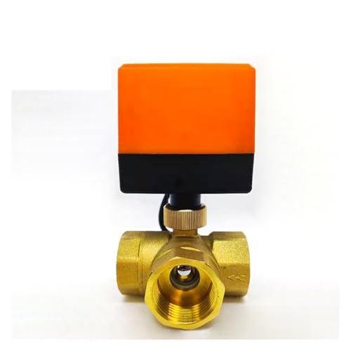 Elektrisches Magnetventil, 1/2" 3/4" 1" 1-1/4" 1-1/2" 2" Elektrischer Kugelhahn Messing Klimaanlage Fußbodenheizung Dreiwege-Elektroventil (1",24VAC) von KAKAK