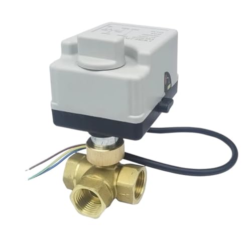 Elektrisches Magnetventil, motorisiertes Messing-Kugelhahn, 3-Draht-Zwei-Steuerung, elektrischer Stellantrieb, 3-Wege/2-Wege, DN15, DN20, DN25, DN32, DN40, mit manuellem Schalter (DN25, 220_3WAYS) von KAKAK