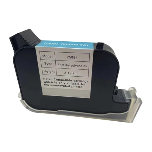 KAKAK 2588+M 2588 2588+ Tintenpatrone for Handheld-Drucker, schnelltrocknend, Eco-Solvent, Druckhöhe 12,7 mm, Tintenstrahldrucker, Bunte Tintenpatrone für Text, Barcode, Datum, Uhrzeit usw.(1 Yellow) von KAKAK
