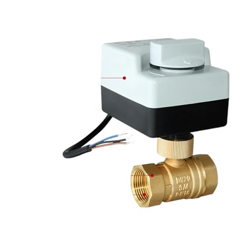 KAKAK Elektrisches Magnetventil, motorisiertes Messing-Kugelhahn, 3-Draht-Zwei-Steuerung, elektrischer Stellantrieb AC220, 3-Wege/2-Wege, DN15, DN20, DN25, DN32, DN40 mit manuellem Schalter (2-Wege von KAKAK
